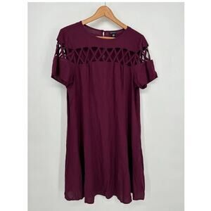 Torrid Size 2 (18/20) Dress Women's Maroon/Purple Lattice Cutout Short Sleeve